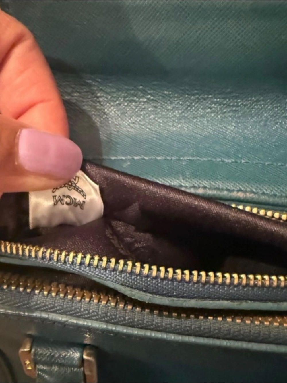 MCM Blue Saffiano Leather Crossbody Bag - Picture 8 of 13